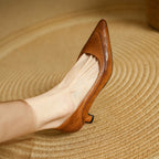 Belle | Genuine Leather Heels – Luxury Designer Block Heel & Slimming Classic Pump