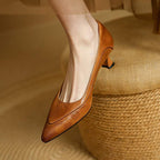 Belle | Genuine Leather Heels – Luxury Designer Block Heel & Slimming Classic Pump