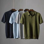 Hommes | Men's Knitted Polo Shirt - Short Sleeve Breathable Knit Top
