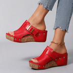 Sephira | Platform Sandals – Chic Artisan Craft & Refined Slimming Silhouette Red