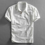 Hermosa | Men’s Linen Short Sleeve Polo Shirt White