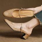 Berla | Genuine Leather Mules – Luxury Designer Slip-On Loafer & Tailored Comfort Apricot