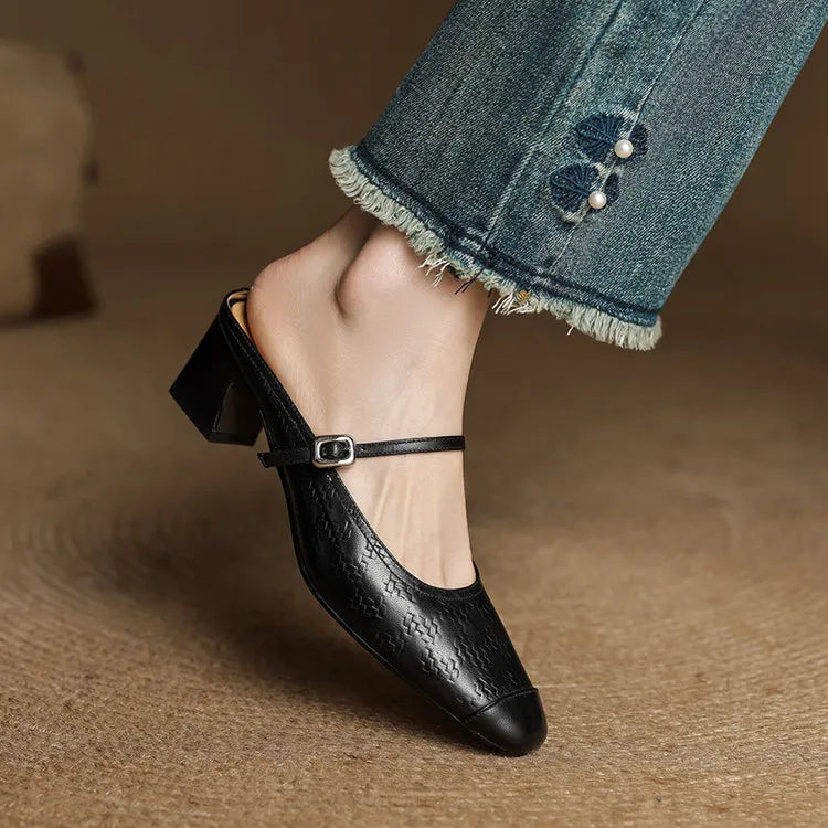 Berla | Genuine Leather Mules – Luxury Designer Slip-On Loafer & Tailored Comfort Black
