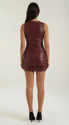 Women's Faux Leather Mini Dress Sleeveless Bodycon