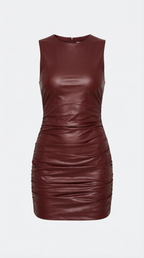 Women's Faux Leather Mini Dress Sleeveless Bodycon