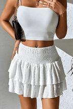 Bersh | Women's Layered Mini Skirt – Feminine Tiered Look & Lightweight Design white