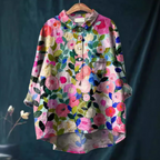 Women’s Floral Print Blouse – Wild-Bloom Motif, Romantic Verve pink