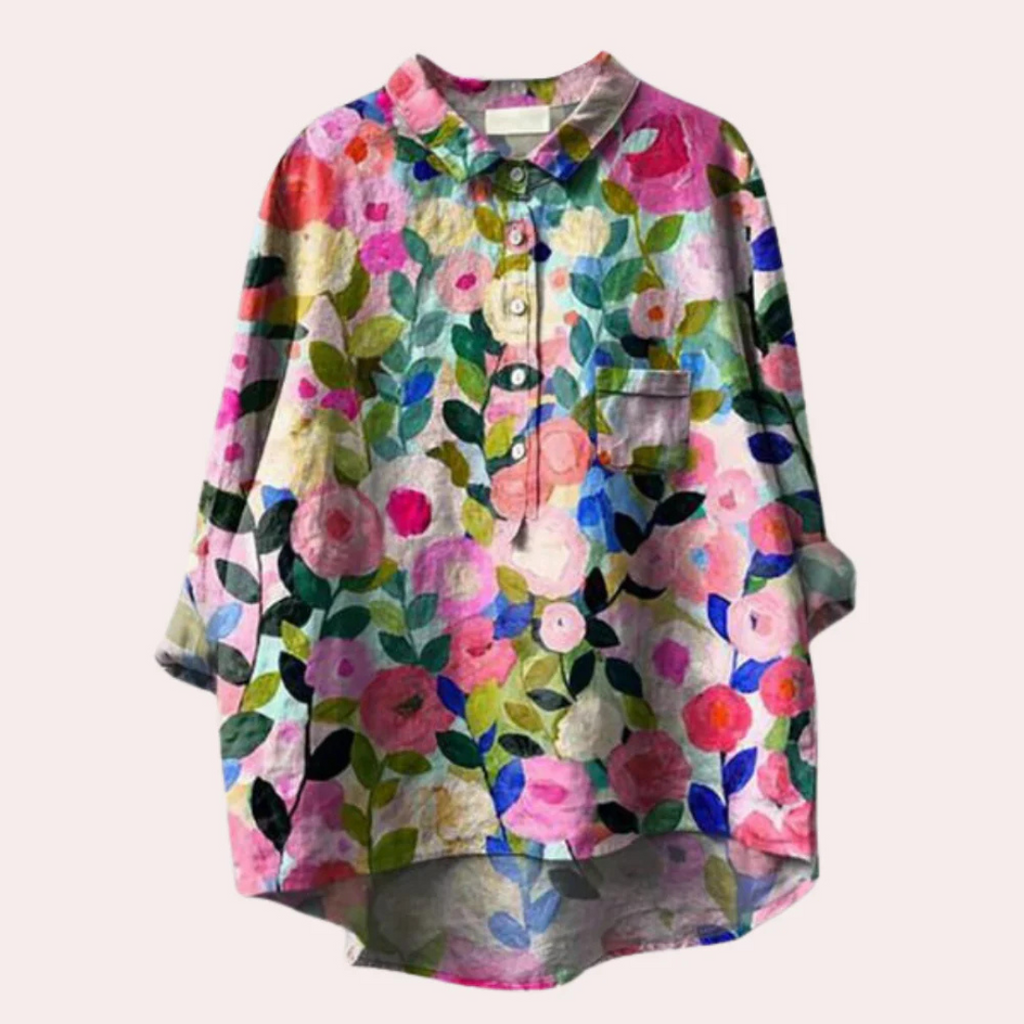 Women’s Floral Print Blouse – Wild-Bloom Motif, Romantic Verve