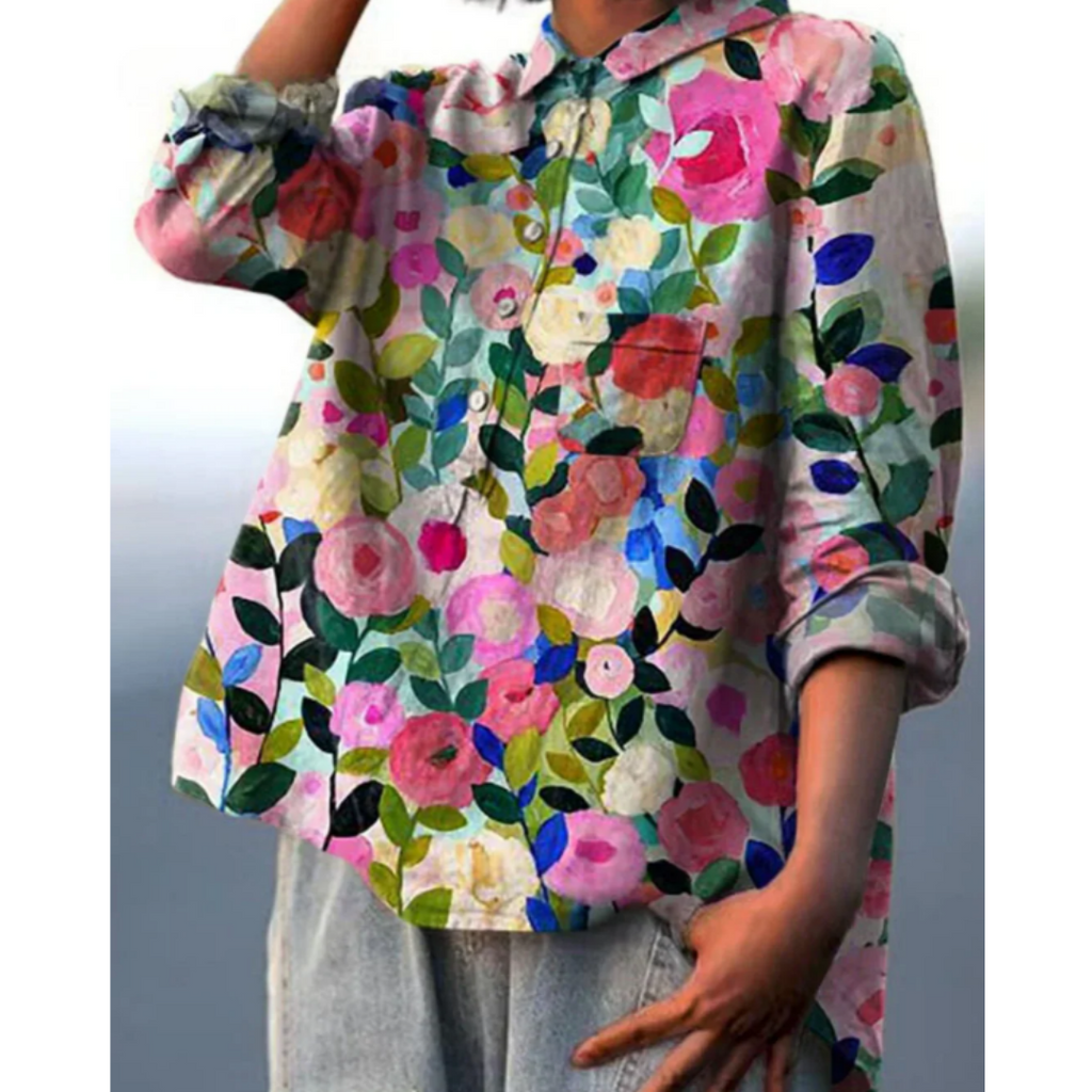 Women’s Floral Print Blouse – Wild-Bloom Motif, Romantic Verve