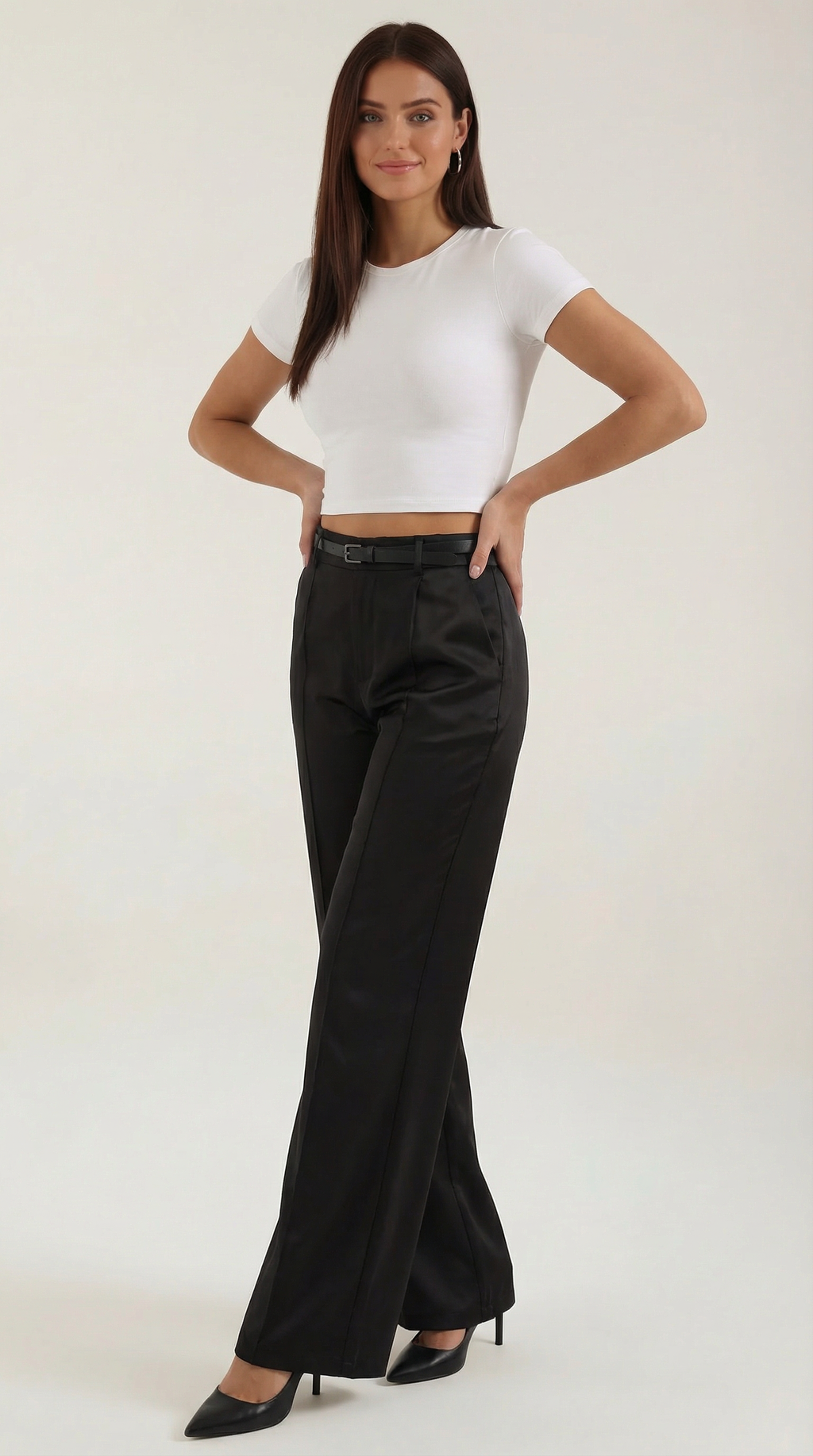 Women's Wide-Leg Trousers – High-Waisted Fit & Elegant Tailored Style Black