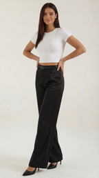 Women's Wide-Leg Trousers – High-Waisted Fit & Elegant Tailored Style Black