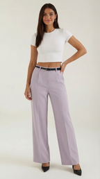 Women's Wide-Leg Trousers – High-Waisted Fit & Elegant Tailored Style Light Purple