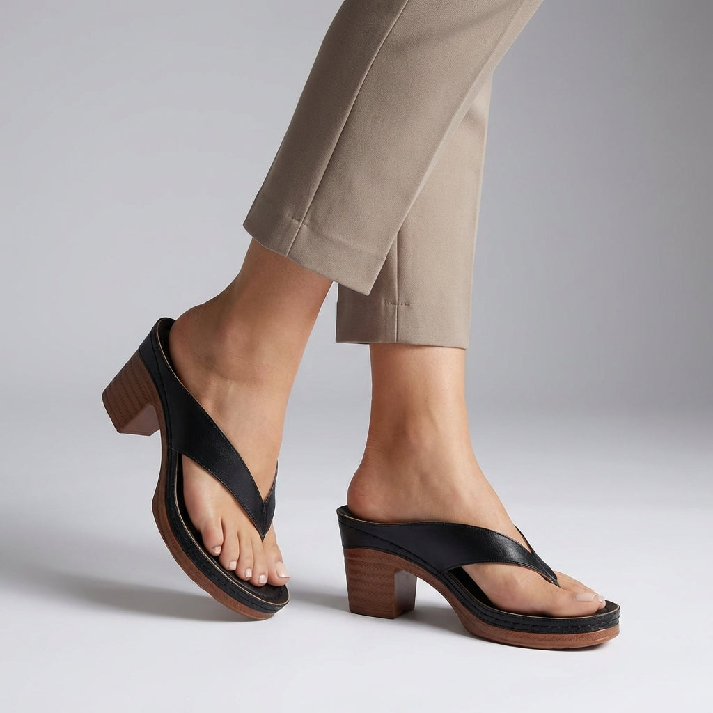 Block Heel Thong Sandals with Platform Sole for Effortless Elegance 0