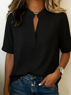 Blouse Women | Elegant Refined Collar & Timeless Design Black