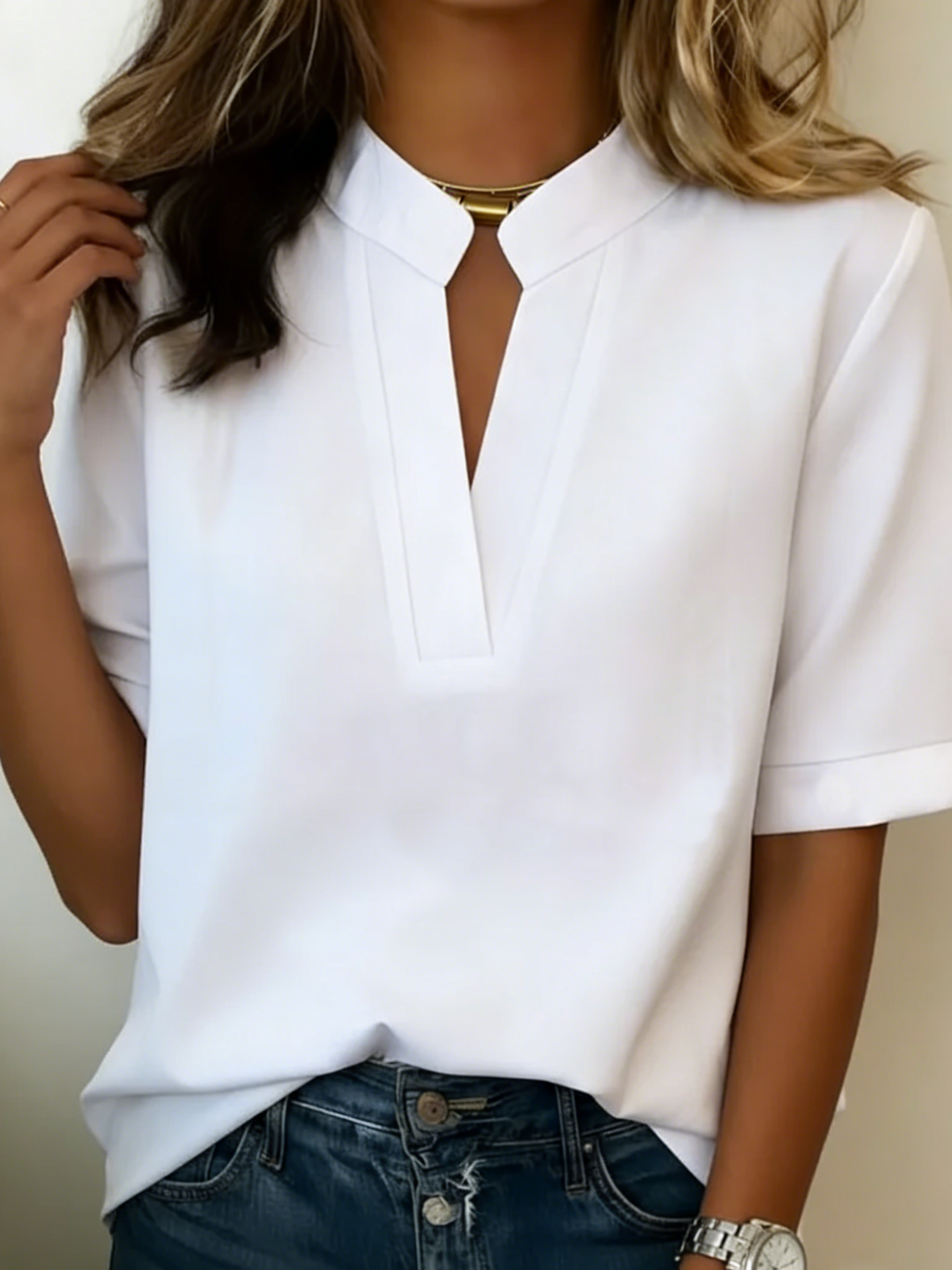 Blouse Women | Elegant Refined Collar & Timeless Design White
