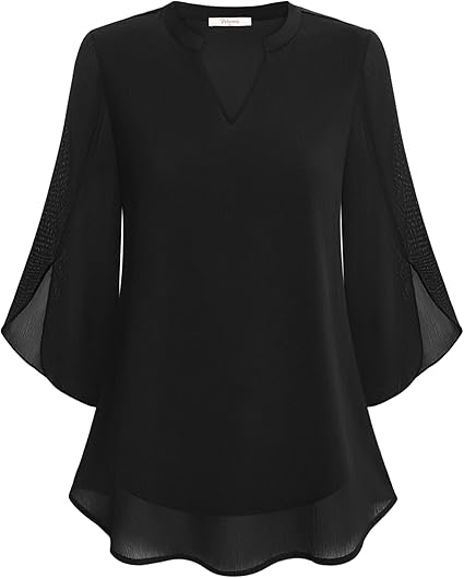 Blouse, three-quarter sleeves, flowing fabric, formal style