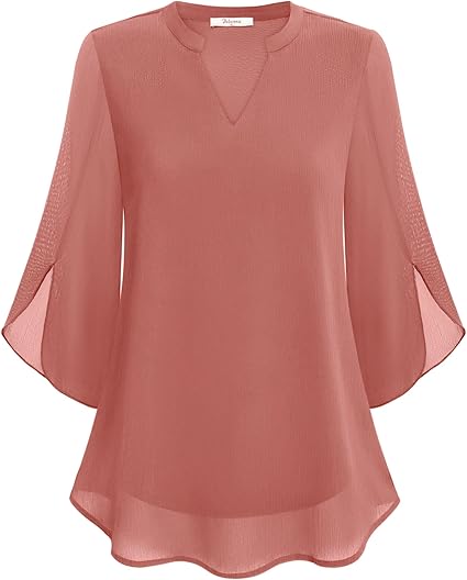 Blouse, three-quarter sleeves, flowing fabric, formal style