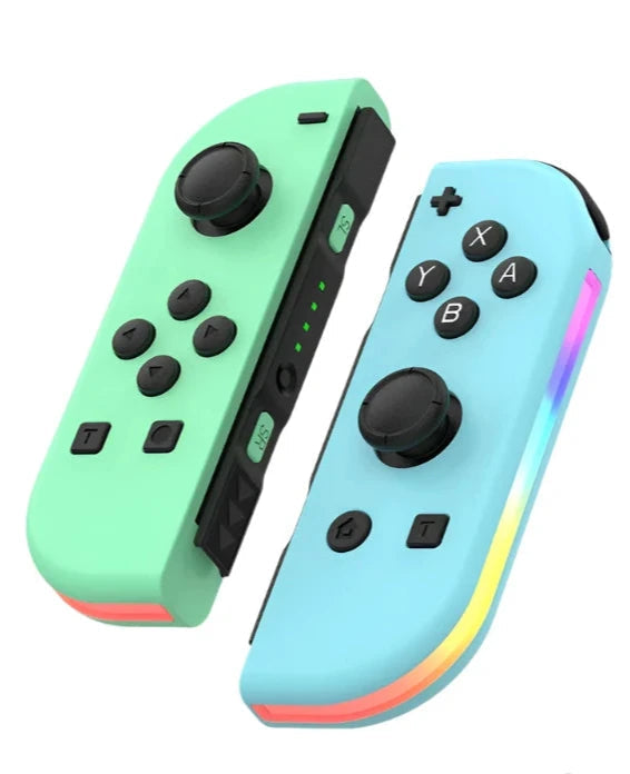Bluetooth Joystick For Nintendo Switch Unique Colors Wireless LED Handle Green Blue