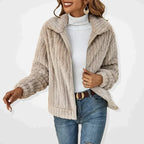 Sephira | Women’s Jacket | Zip Front Textured Apricot
