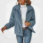 Sephira | Women’s Jacket | Zip Front Textured Blue Gray