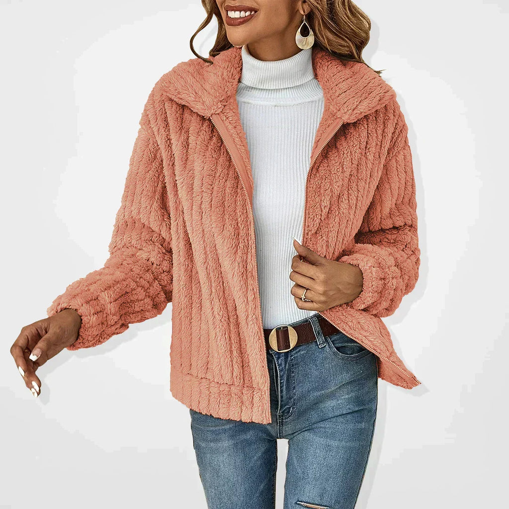 Sephira | Women’s Jacket | Zip Front Textured Pink