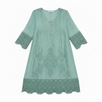 Flora | Women’s Bohemian Embroidered & Lace Tunic Dress – Airy Eyelet Detail & Effortless Summer Romance