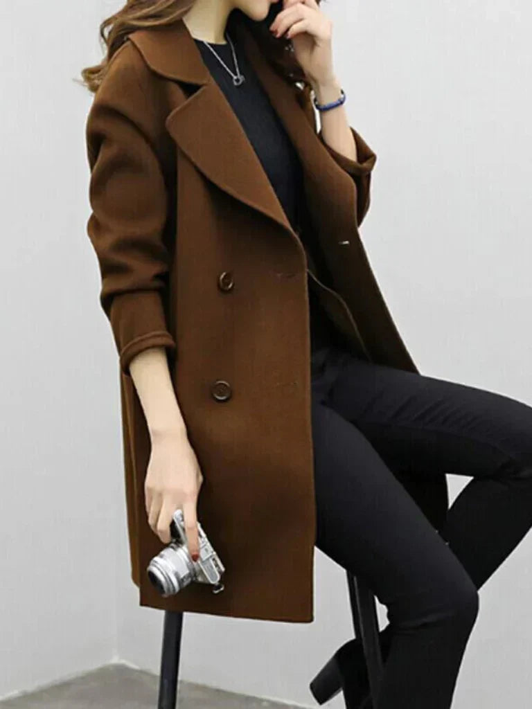 Zahara | Women's Elegant Coat - Classic Wool Blend Longline Overcoat & Tailored Trench