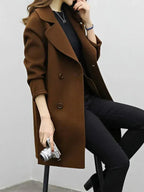 Zahara | Women's Elegant Coat - Classic Wool Blend Longline Overcoat & Tailored Trench