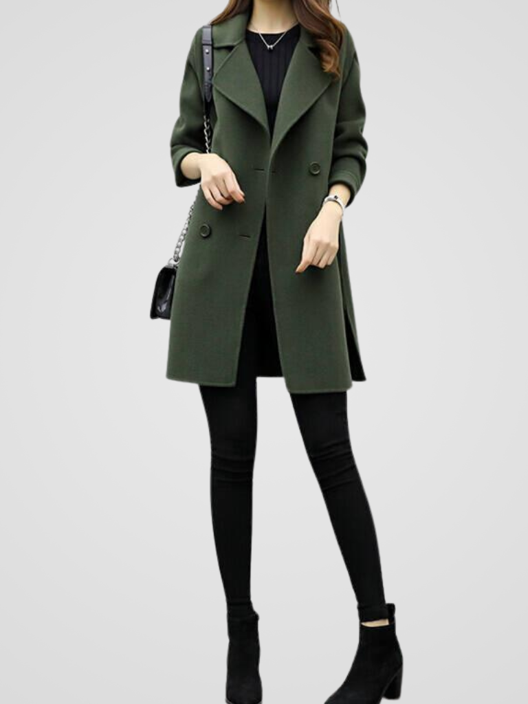 Zahara | Women's Elegant Coat - Classic Wool Blend Longline Overcoat & Tailored Trench