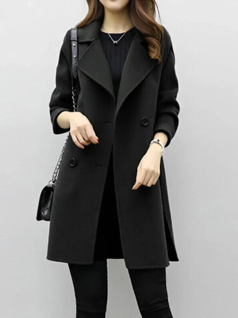 Zahara | Women's Elegant Coat - Classic Wool Blend Longline Overcoat & Tailored Trench