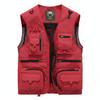 Breathable, lightweight summer vest with plenty of storage space red