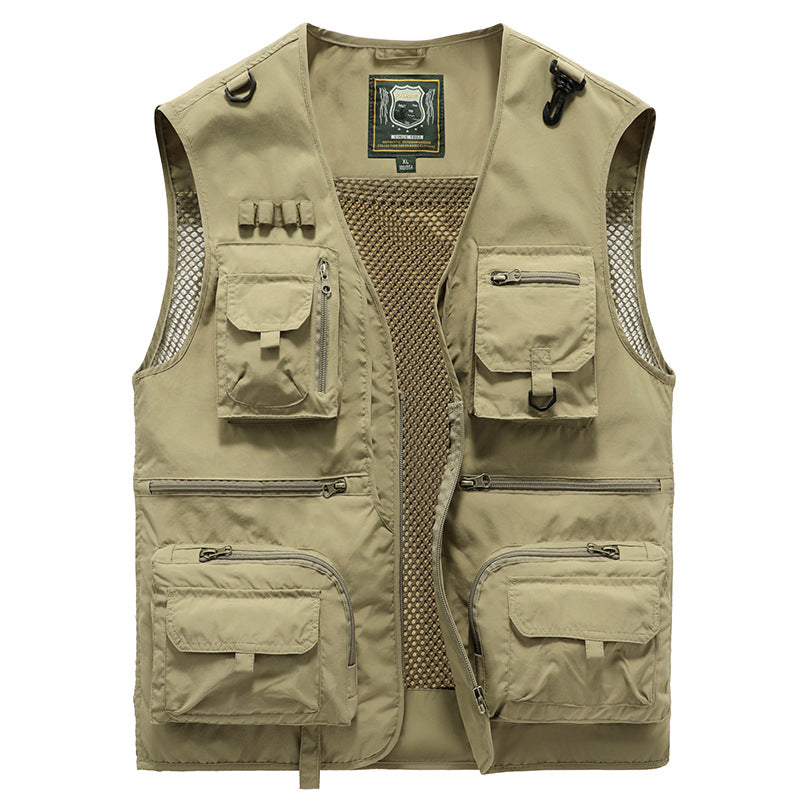 Breathable, lightweight summer vest with plenty of storage space khaki