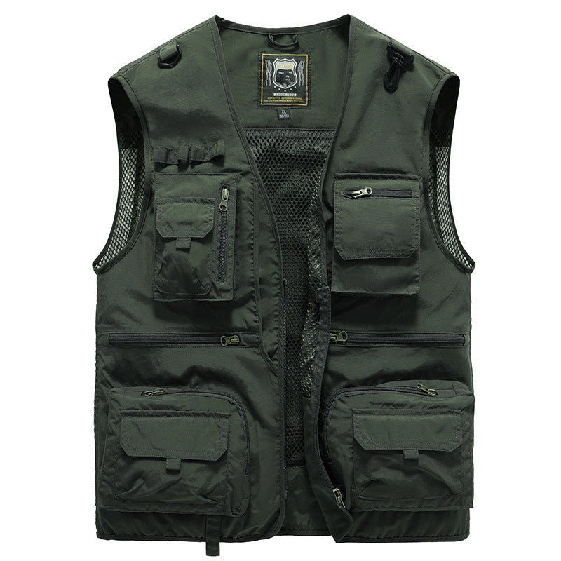 Breathable, lightweight summer vest with plenty of storage space army green