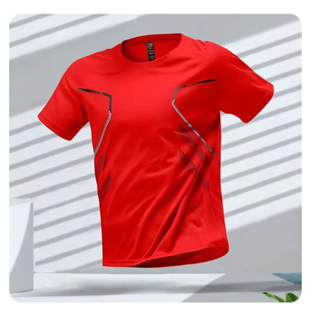 Breathable men's sports T-shirt for fitness, running and training – ideal for active men red