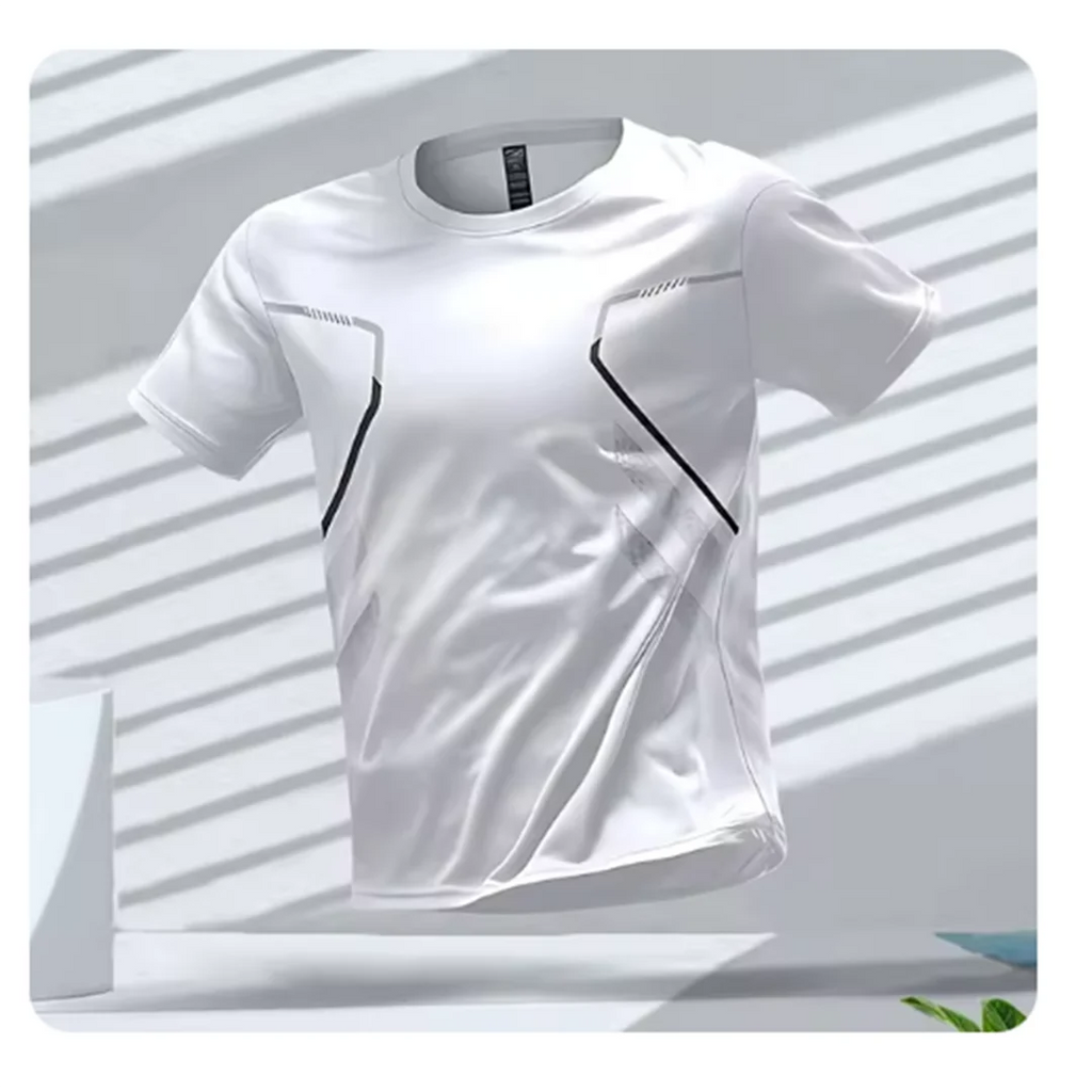 Breathable men's sports T-shirt for fitness, running and training – ideal for active men white