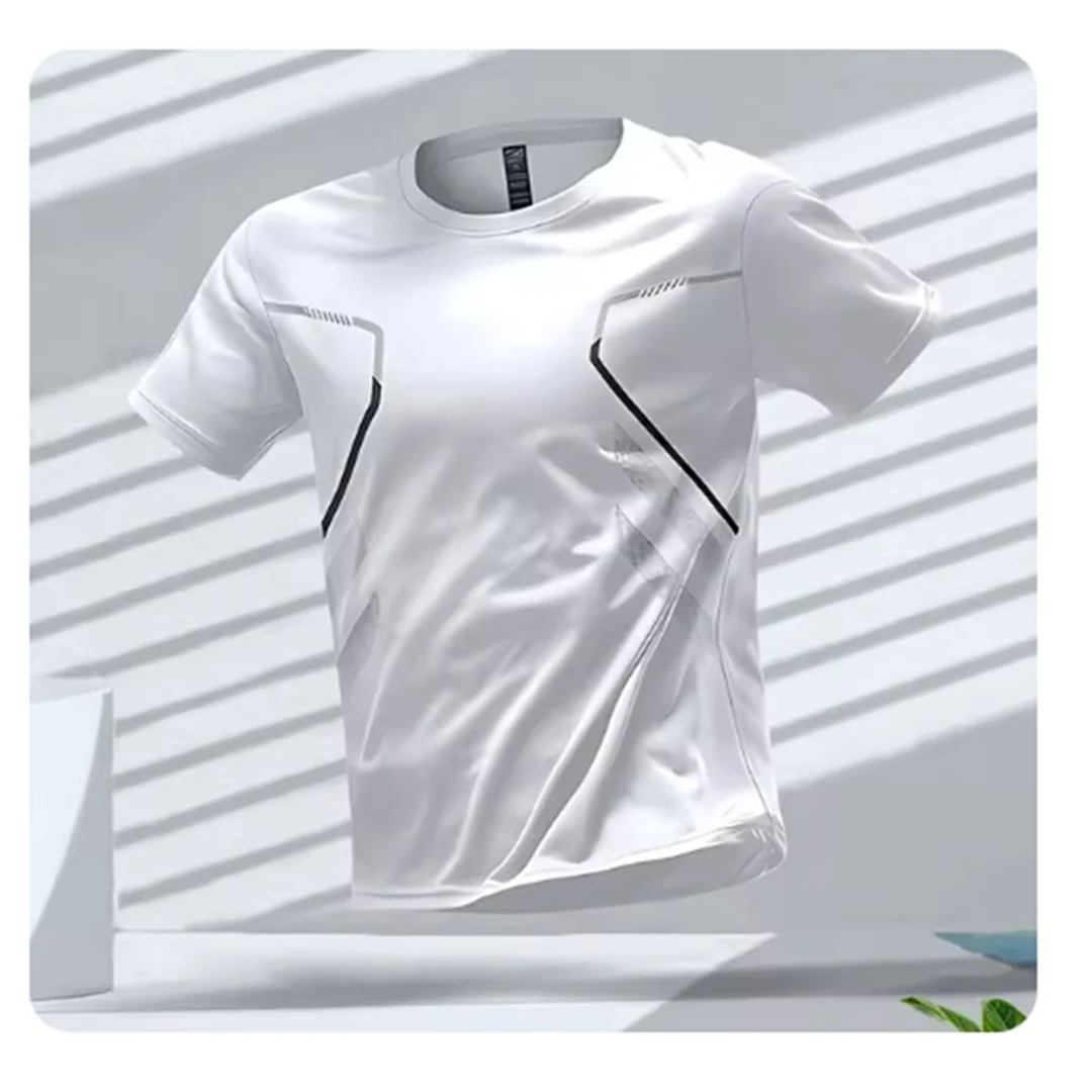 Breathable men's sports T-shirt for fitness, running and training – ideal for active men white