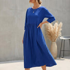 Lana | Breezy Bohemian Midi Dress - Effortless Chic for Sunny Days Blue