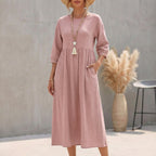 Lana | Breezy Bohemian Midi Dress - Effortless Chic for Sunny Days Pink