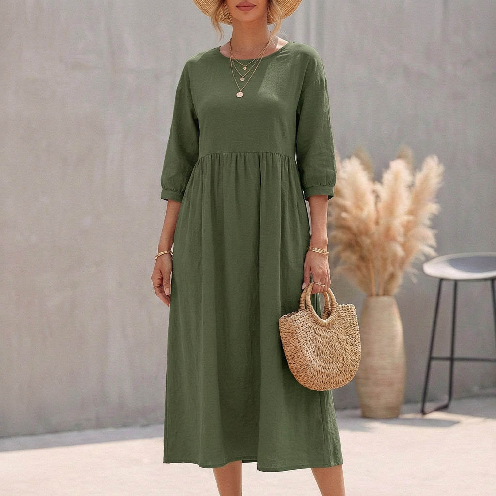 Lana | Breezy Bohemian Midi Dress - Effortless Chic for Sunny Days Green