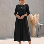 Lana | Breezy Bohemian Midi Dress - Effortless Chic for Sunny Days Black