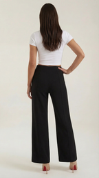 Women's White Mid-Waist Baggy Trousers – Relaxed Wide-Leg Fit & Soft Cotton