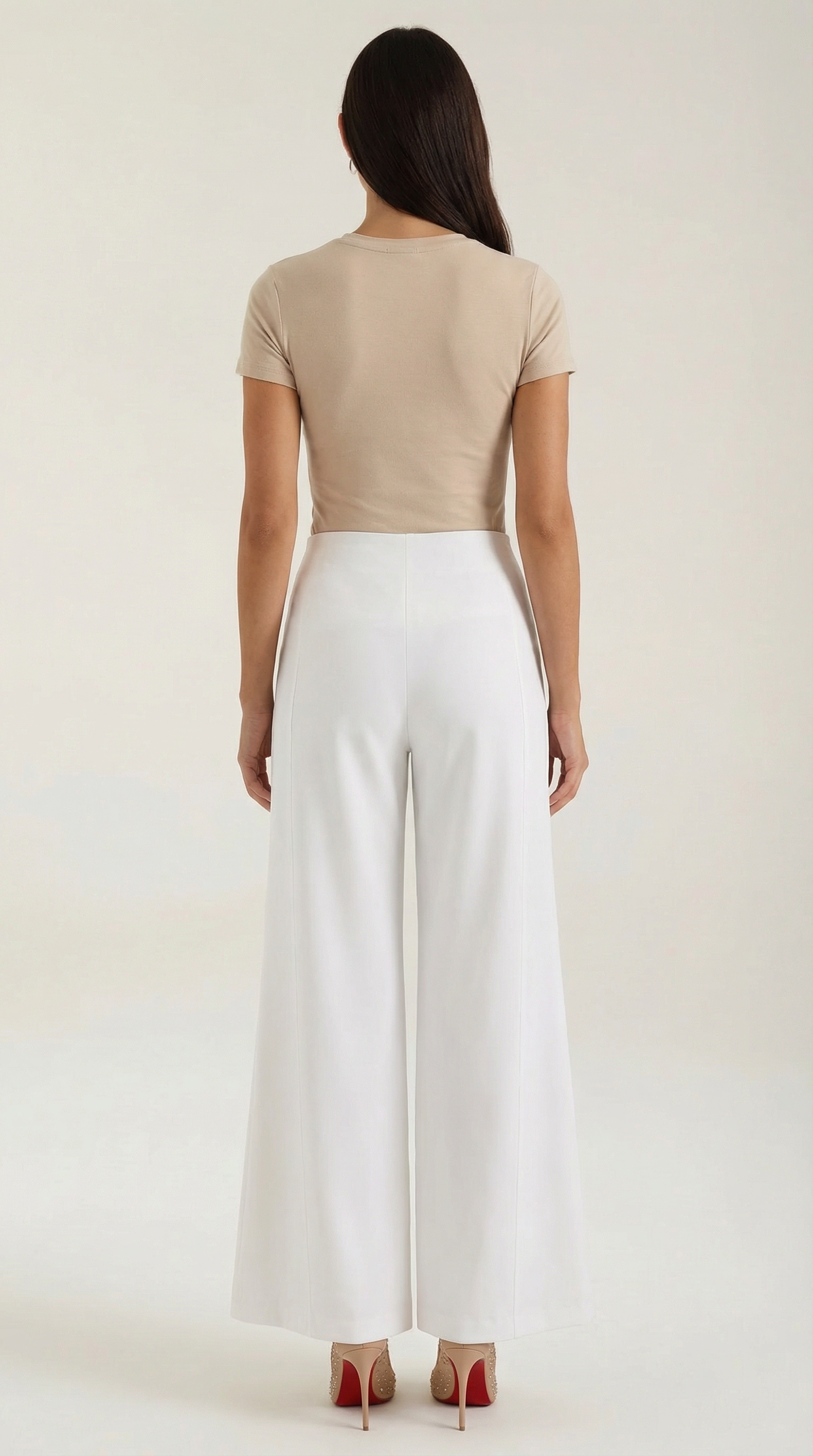 Women's White Mid-Waist Baggy Trousers – Relaxed Wide-Leg Fit & Soft Cotton