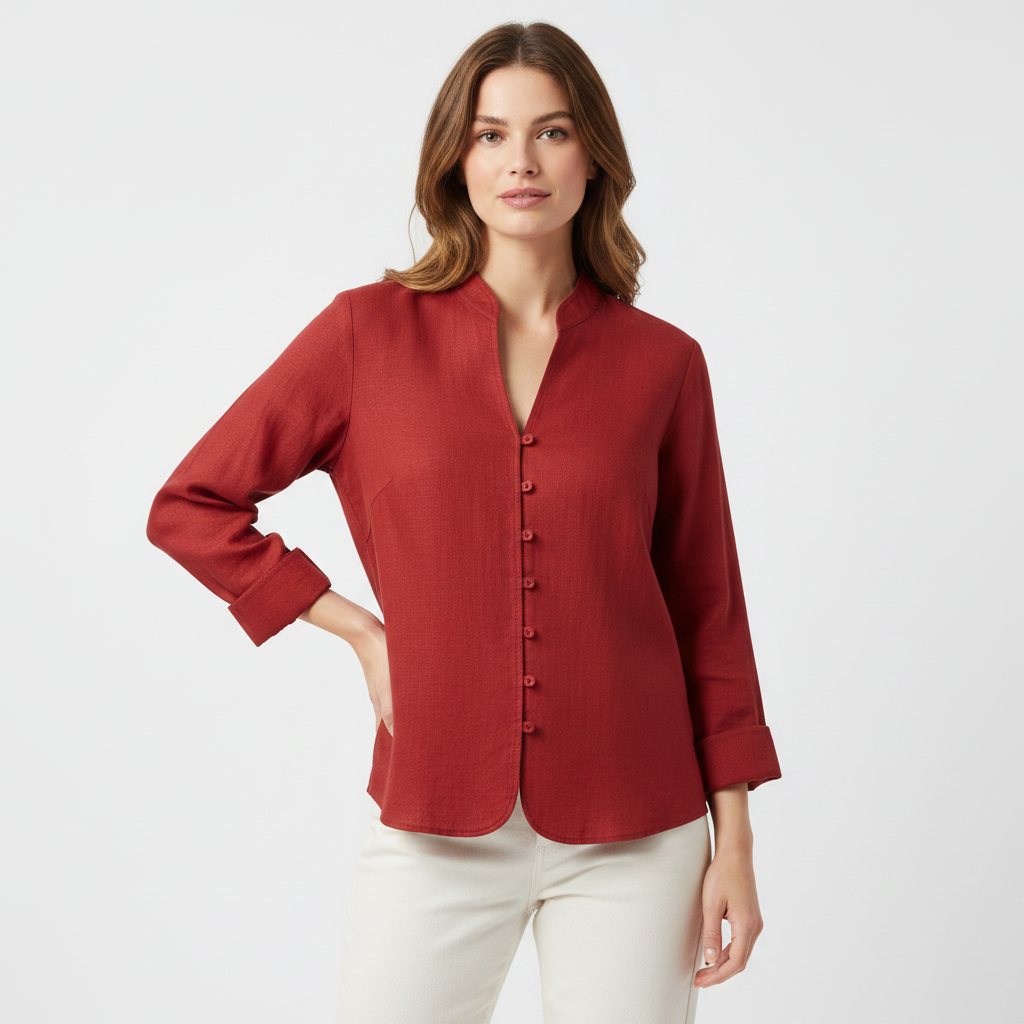 Women’s Vintage Long-Sleeved Blouse – Intricate Pintuck Detailing & Timeless Coastal Charm