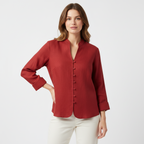 Women’s Vintage Long-Sleeved Blouse – Intricate Pintuck Detailing & Timeless Coastal Charm