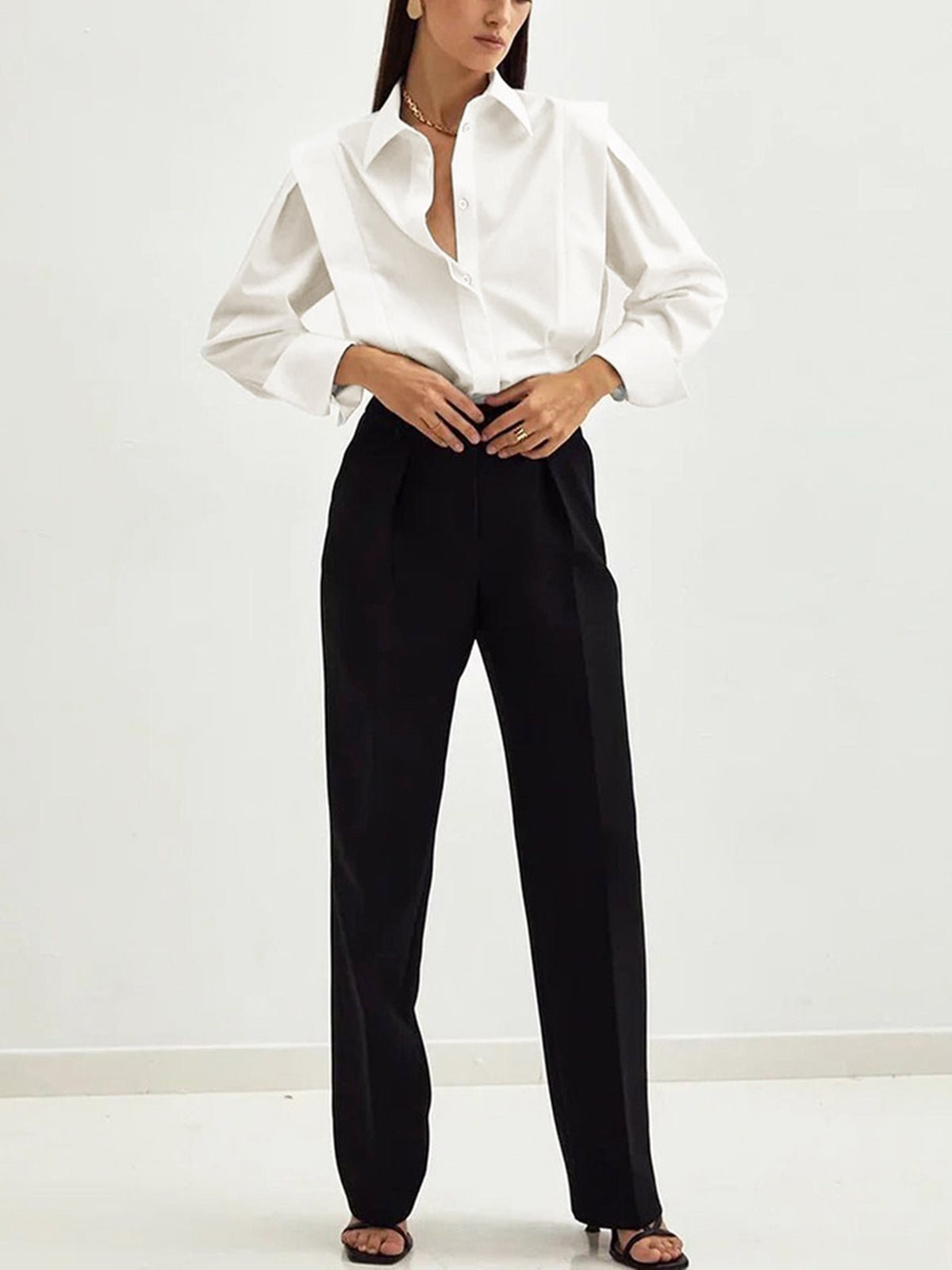 Solene | Button Down Square Shirt – Chic Artisan Grace & Refined Slimming Silhouette