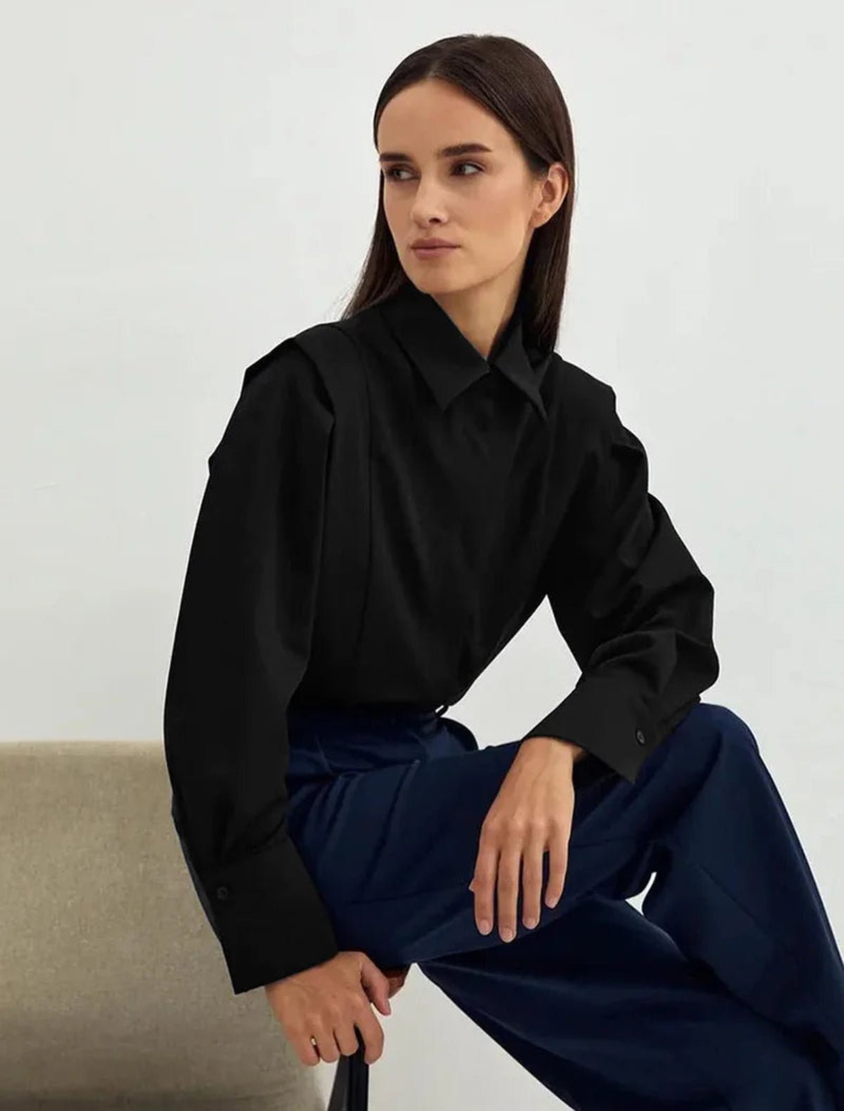 Solene | Button Down Square Shirt – Chic Artisan Grace & Refined Slimming Silhouette