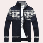 Calico | Men’s Cardigan with Full Zip and Pattern Navy Blue