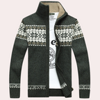 Calico | Men’s Cardigan with Full Zip and Pattern Green