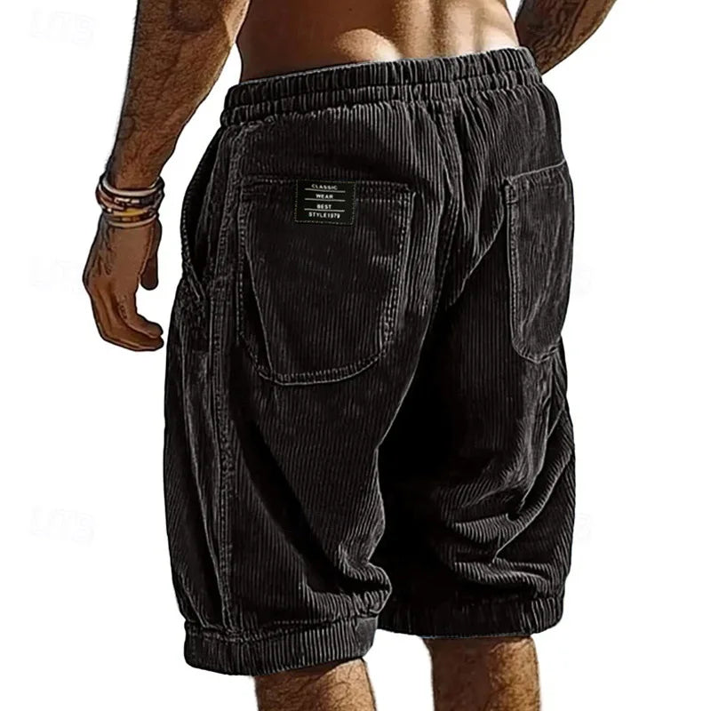 Jonas | Stylish Vintage Shorts in Textured Corduroy Black