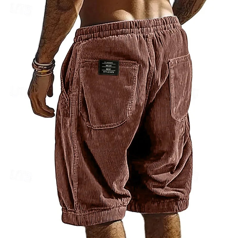 Jonas | Stylish Vintage Shorts in Textured Corduroy Red